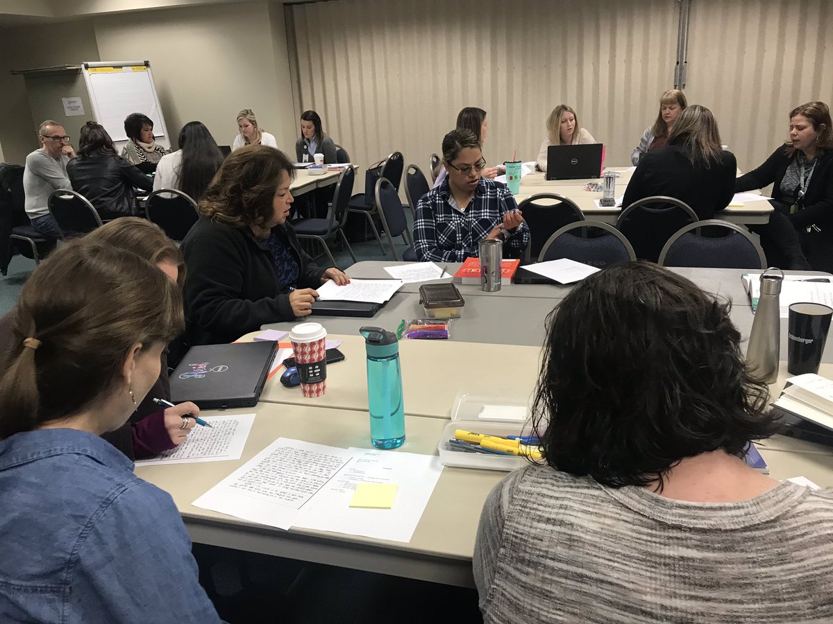 DrMacieKerbs's tweet photo. Gr 3 &amp; 4 Writing Ts collaborating today on best practices for teaching language and conventions. Drawing on the experts in the field @writeguyjeff and @gretchbernabei to inform our inquiry! #emsproud #emselar #emswrites https://t.co/H9IbGb3PcS