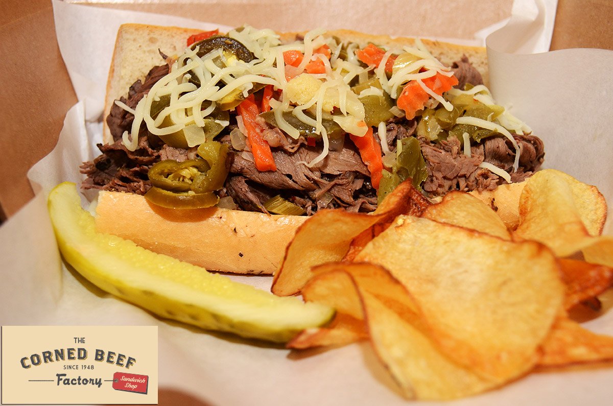 CornedBeefFctry's tweet photo. Where's the Beef? Right here! Get a delicious Italian Beef for just $9! Whether you love your beef Corned or Italian'd, you'll always leave the Corned Beef Factory with a satisfied appetite.
#ComeSitWithUs #EatCornedBeef #ItalianBeef #ChicagoFoodie #FoodPhotography https://t.co/Kldbj745yk
