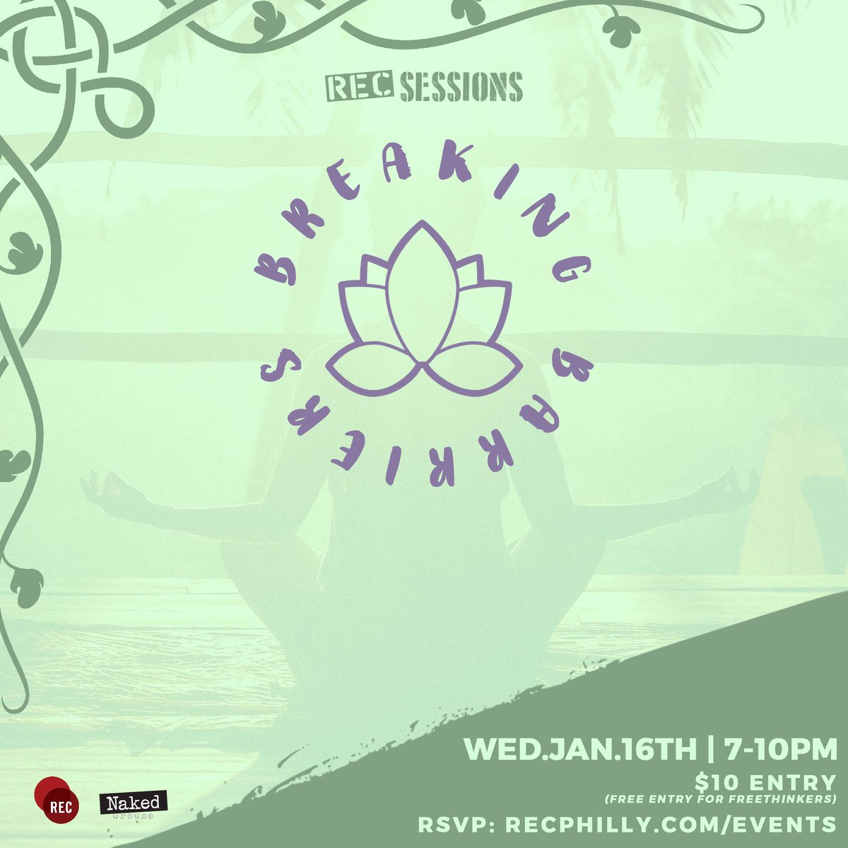 RECphilly's tweet photo. Kicking off this year’s #RECSessions with Breaking Barriers: a yoga, journal & guided meditation experience designed to help strip you of your anxiety as we take on the new year.
Grab your spot to the first step at Freeing your Mind in 2019 👉 https://t.co/vgP8n4SQjl https://t.co/QhOfrIVr6W