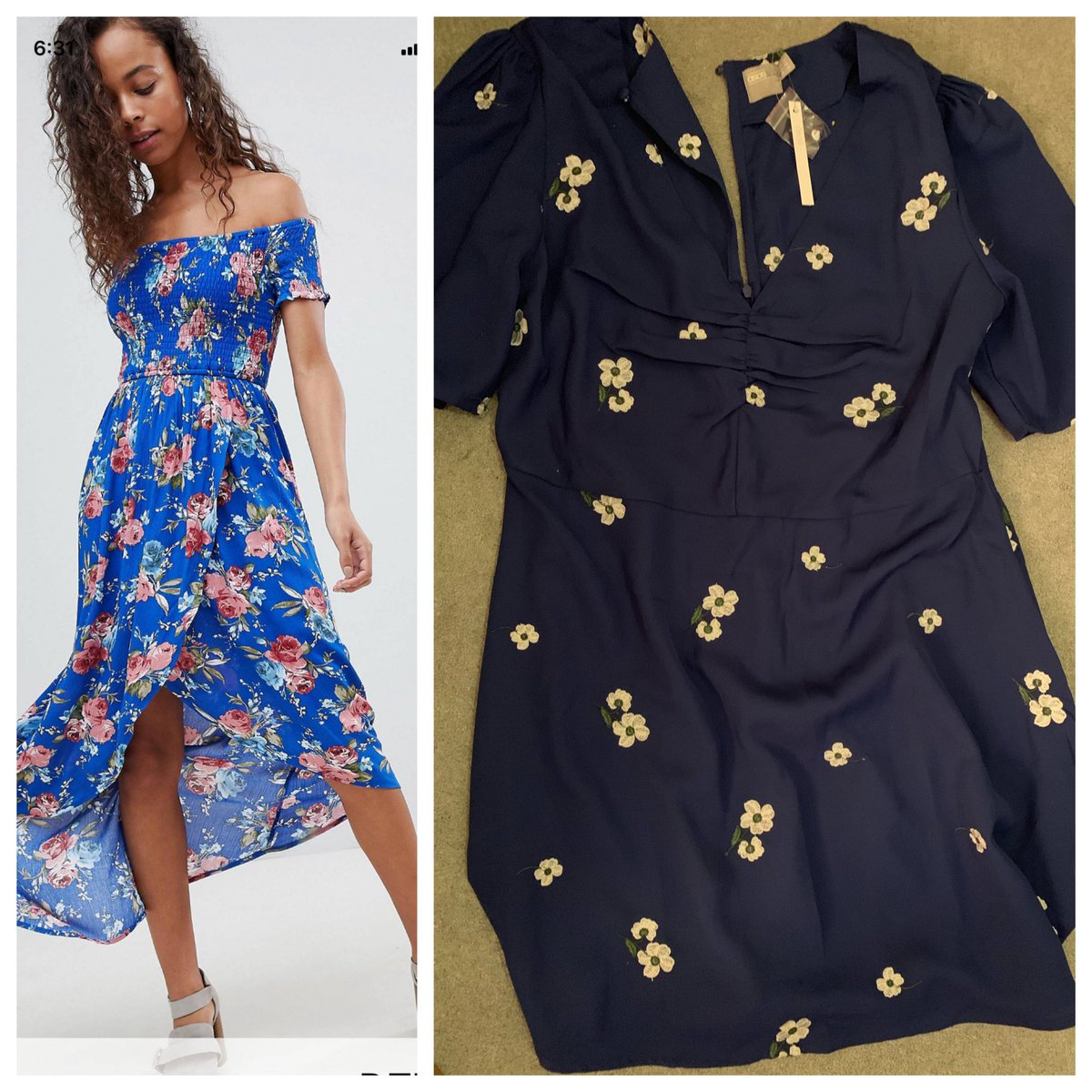 KtLucas1's tweet photo. @ASOS_HeretoHelp I bought this dress (left), but the one on the right is what has been delivered #whatthehell ?? Clearly not what I ordered. Now the one I want is out of stock. Absolutely fuming. https://t.co/RAtLjCqmMN
