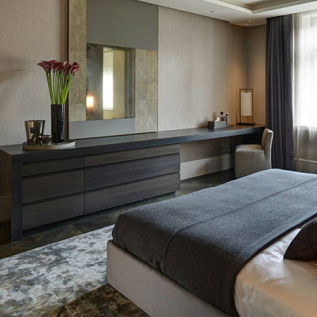 StaffanTollgard's tweet photo. A purpose built unit whereby the TV is hidden behind a sliding mirror; incidentally we designed this mirror piece using two different styles of @Alphenberg leather panelling. We feel that it's equally as important to hide elements of a house as to reveal them. 
#leatherpanels https://t.co/VjNxIoNARn