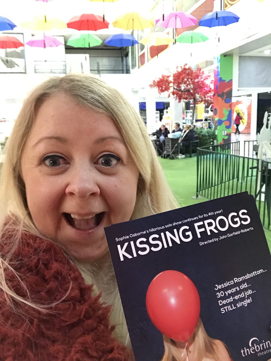KissingFrogs_'s tweet photo. Jess had a fun day in #runcorn today. Called in at @TheBrindley where she spotted her photo in &amp; around the theatre. Then dropped off flyers whilst chatting up any half decent looking men around Runcorn Shopping City 😘🐸 #kissingfrogs #theatre #comedy #valentines #singleton https://t.co/sXBk5I9kQ8