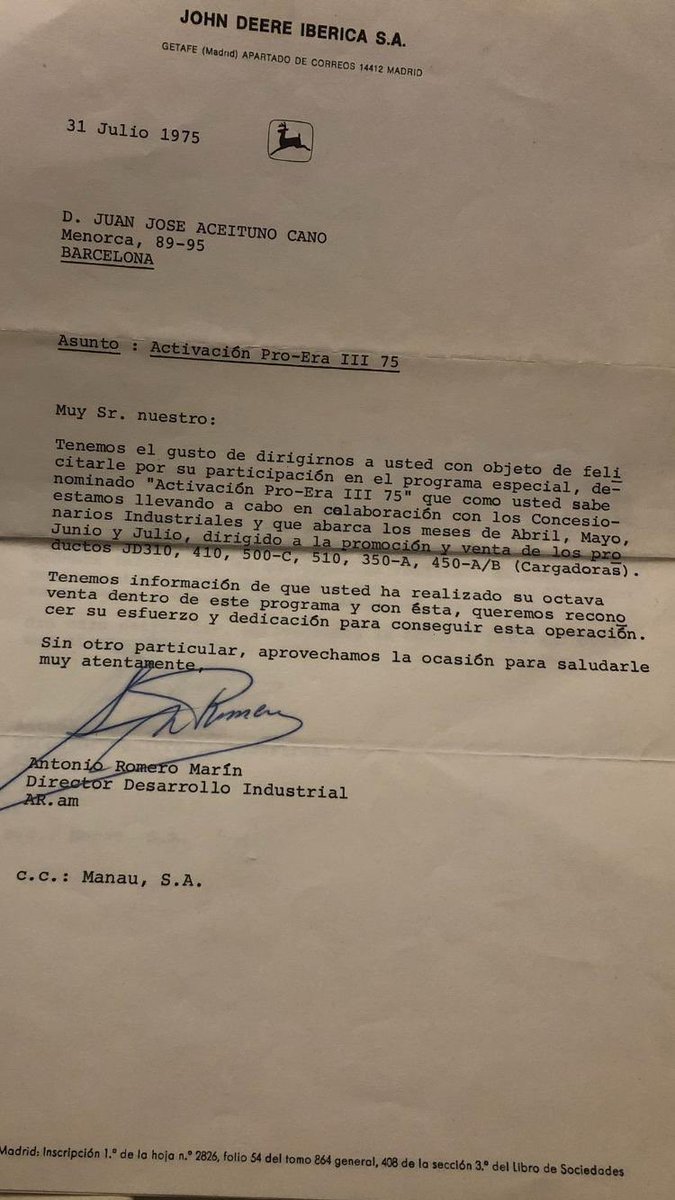 PatriciaACMA's tweet photo. Rondaba Julio de 1975 cuando a mi padre con 30 añitos le felicitaban por su gran trabajo como vendedor de maquinaria #QueFuerte #OrgulloDePapi https://t.co/mcZ3cGRI9Y