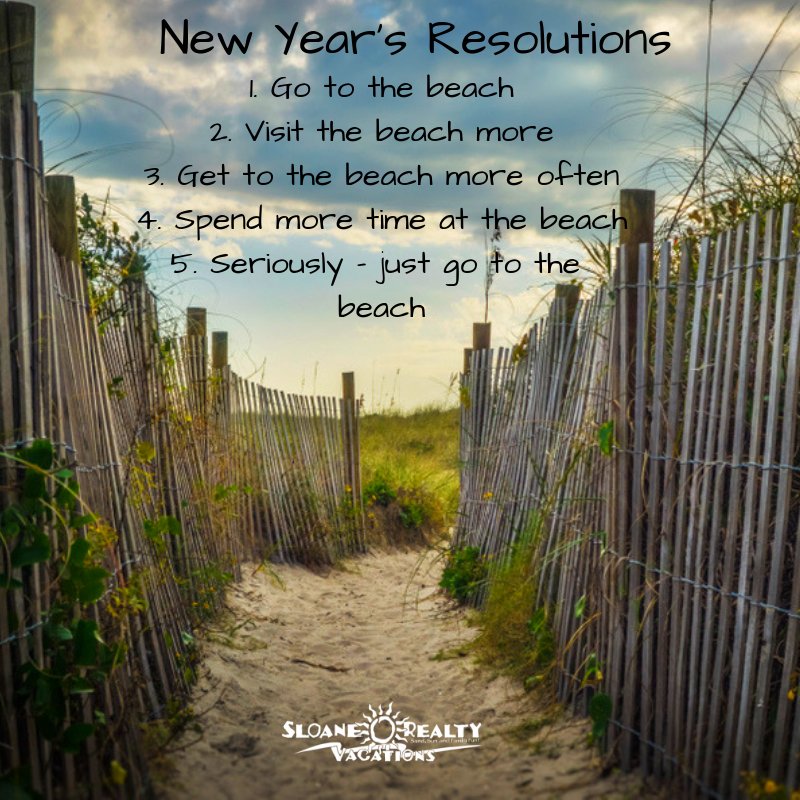SloaneVacations's tweet photo. We're rounding the corner to the second week of the new year. Luckily I'm on target to spend more time at the beach since it was 70 and sunny last weekend. How are you doing? Let us know if we can help you with your plans. https://t.co/HqVuF9Yd7p https://t.co/7KOar4xV8H