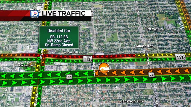 DISABLED CAR: SR-112 EB & NW 22nd Ave. The on-ramp at NW 22nd Ave is blocked. #TRAFFIC #MIAMI https://t.co/htS2fGKUsR