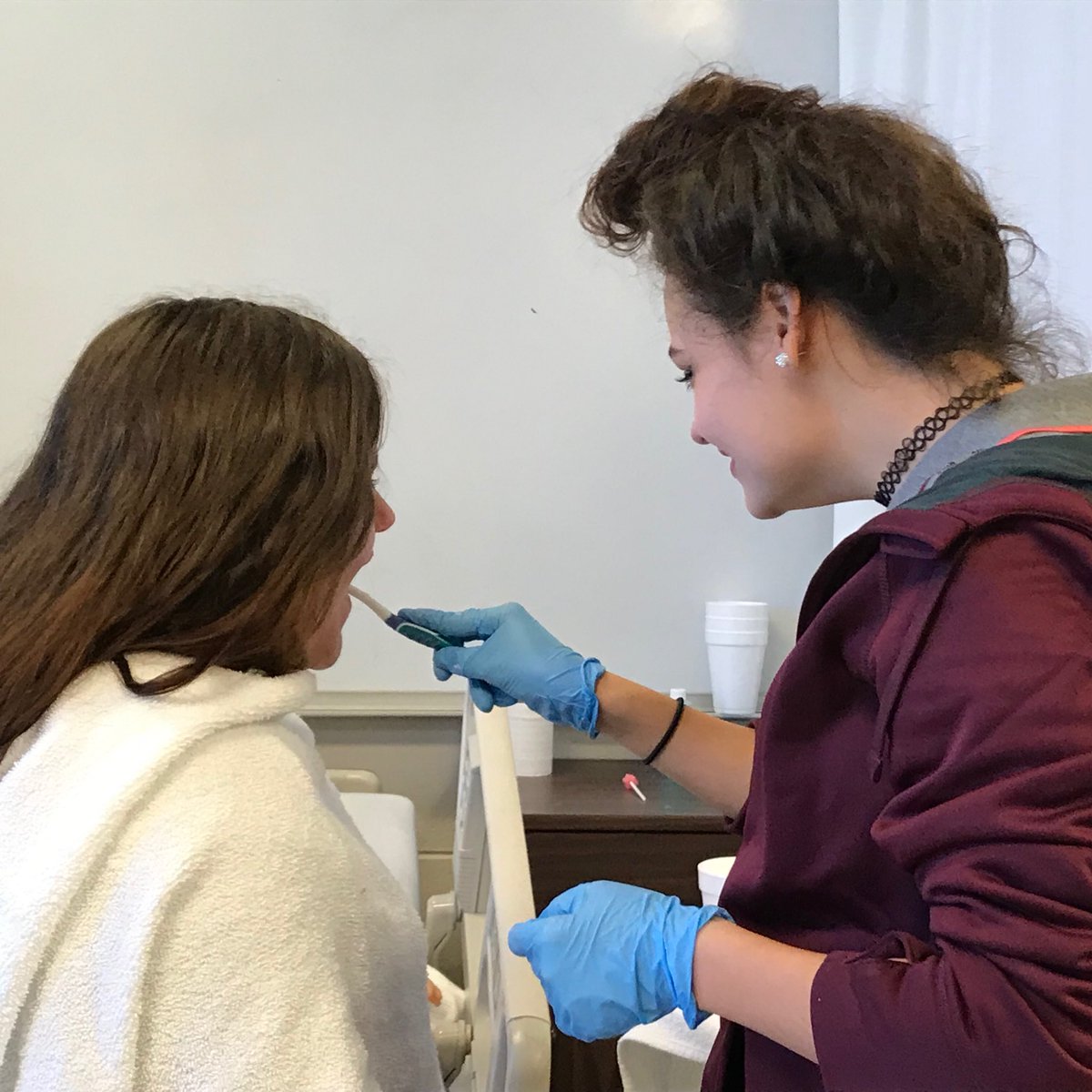 CNA students learning mouth care. Munford High Students! #goodasgold #munfordhighschool