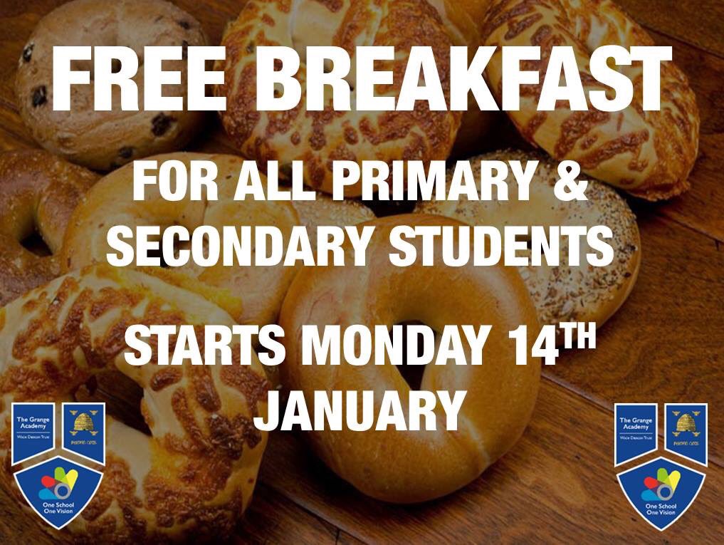 From Monday 14th January, all students will have the opportunity to have free breakfast every morning. See our Newsletter on the school website or Facebook page for more information. #breakfastforall #magicbreakfast