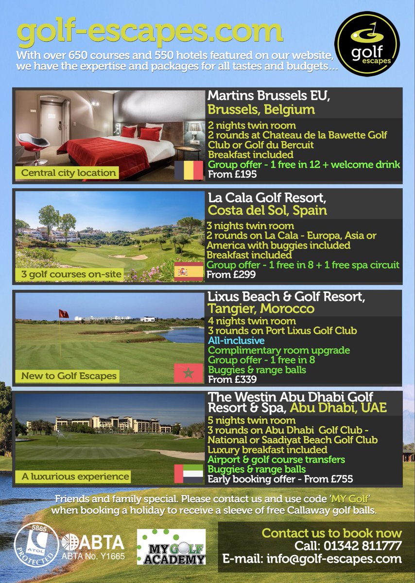 Fabulous service, expertise &amp; and great value! That’s what you can expect from our trusted travel partners <a href="/GolfEscapes/">Golf Escapes</a> - just take a look at their January offers #travelexperts #golfholidays