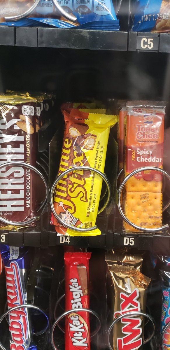 lackneralex's tweet photo. Whoa. AMAZING RANDOM FIND! @BOYERcandy 's only new candy in 20-some years.... made with the best pretzel in the U.S. - PennySticks - in my corporate office vending machine. #AltoonaPAmakesgreatsnacks #needsomechange #smallmomentsofhappiness https://t.co/9kXfnl2hvX