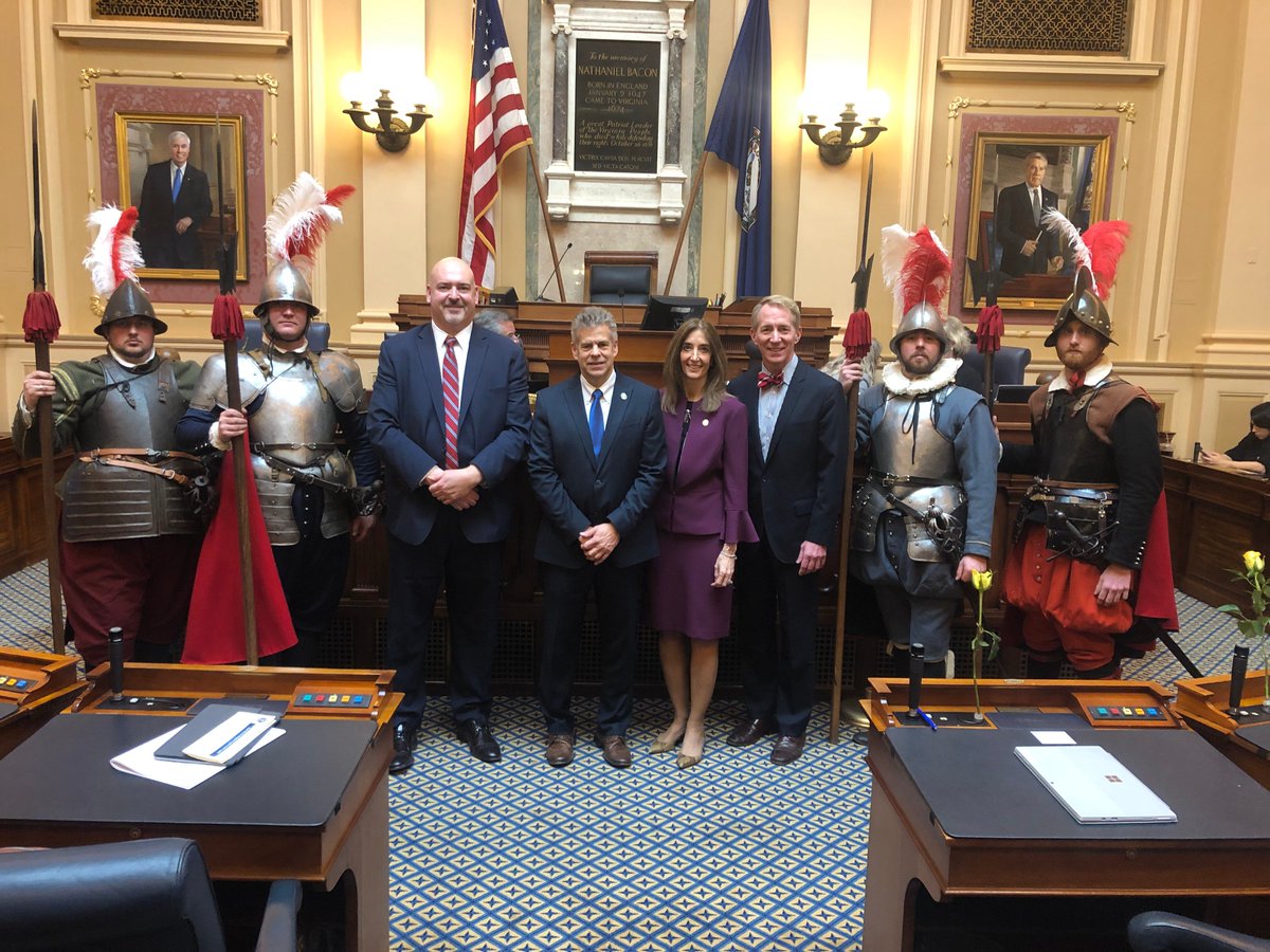 kirkcoxforva's tweet photo. A true privilege to gavel the House of Delegates into session as it convenes in its 400th year. Honored to have the Jamestown Settlement Honor Guard on hand to mark the occasion. https://t.co/qFN0DH18To
