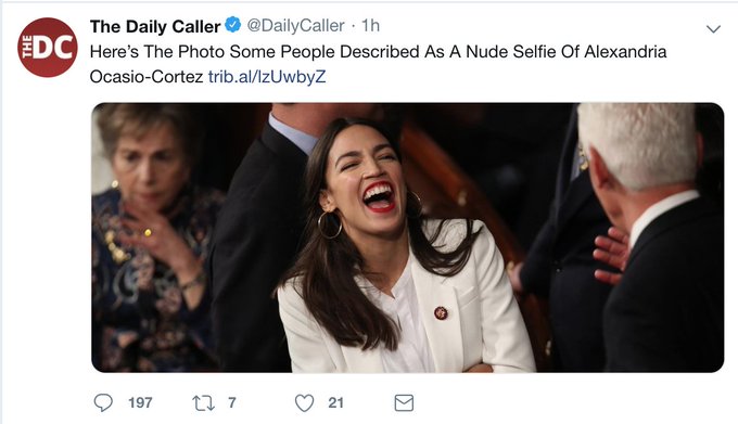 Daily Caller corrects Alexandria Ocasio-Cortez nude selfie headline -  iMediaEthics