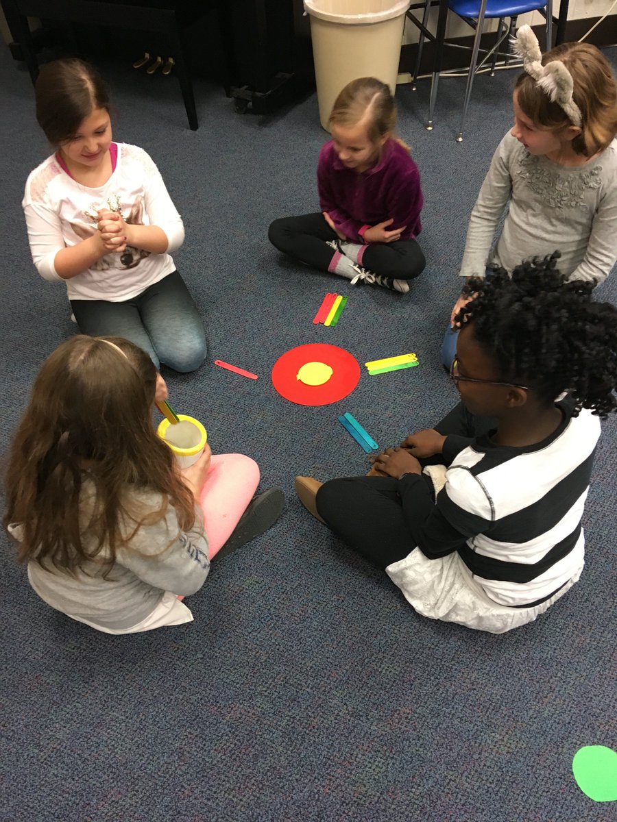 Stations day in music! I love these fun rhythm games that kids get so into they don't even know they are learning 💪🧠 <a href="/jk_bergstrom/">Julie K. Bergstrom 🌸</a> <a href="/MPS_Elem_Music/">MPS Elementary Music</a>