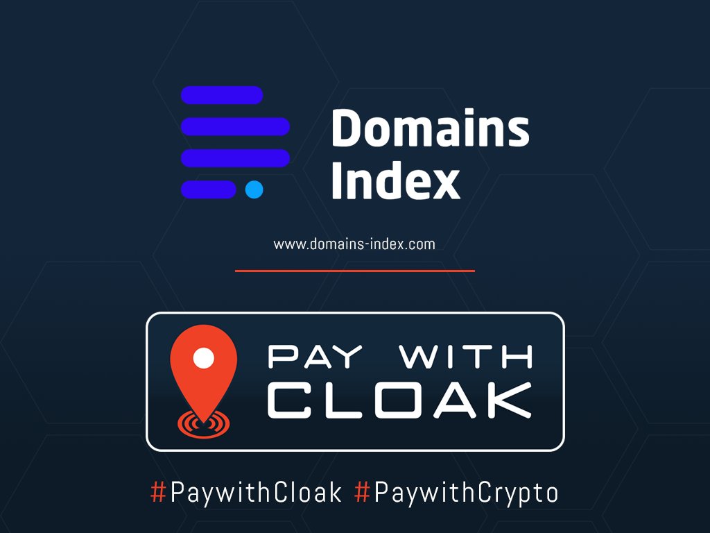 fuckeverycrypto's tweet image. We&apos;re proud to announce that @Domains_Index a gTLD, ccTLD, and newgTLDs Dataset vendor accepts @CloakCoin as a payment method!

🌐 domains-index.com

#CloakCoin #PaywithCloak #PaywithCrypto #DomainsIndex #Domains #InternetArchive #BYOB #Blockchain #CryptoVendor