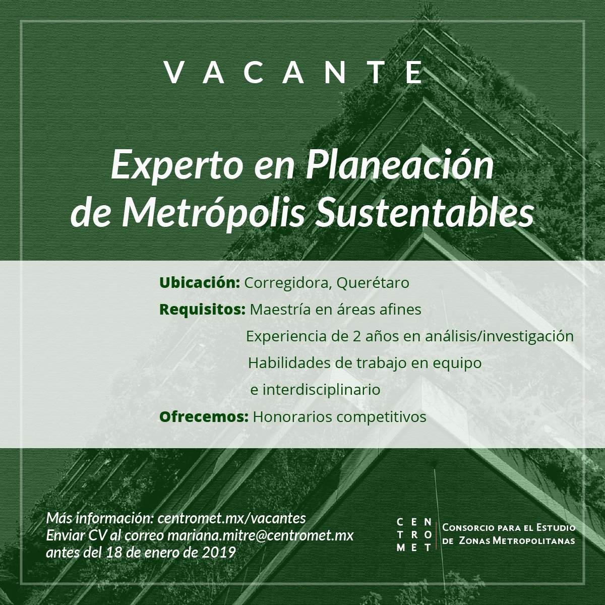 centrometmx's tweet photo. ¡Tenemos una vacante! ¿Conoces a alguien con este perfil? Lo estamos buscando. Más información: https://t.co/tZt0zIhRGf https://t.co/xA4vhiQosN