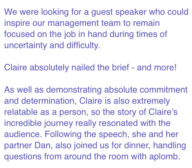 Delighted to receive these two testimonials today. One from Karen Broomfield (Manchester Sports Awards) and the other from Donna Hopkins (Polypipes). #motivationalspeaker