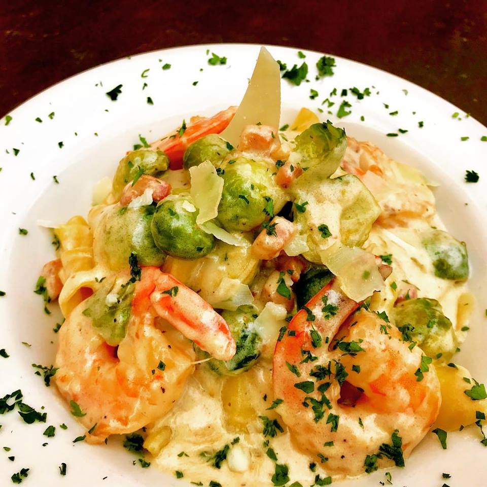 Pappardelle with Mascarpone Lemon Cream Sauce with Brussels, Pancetta &amp; Shrimp  - Today’s Special at Maui Pasta #Restaurant in #Scottsdale! $12 Lunch, $15 Dinner w/Soup or Salad
 Come in for some #italianfood Today!
7704 E Doubletree Ranch Rd #115... Hope to see you soon! Aloha!