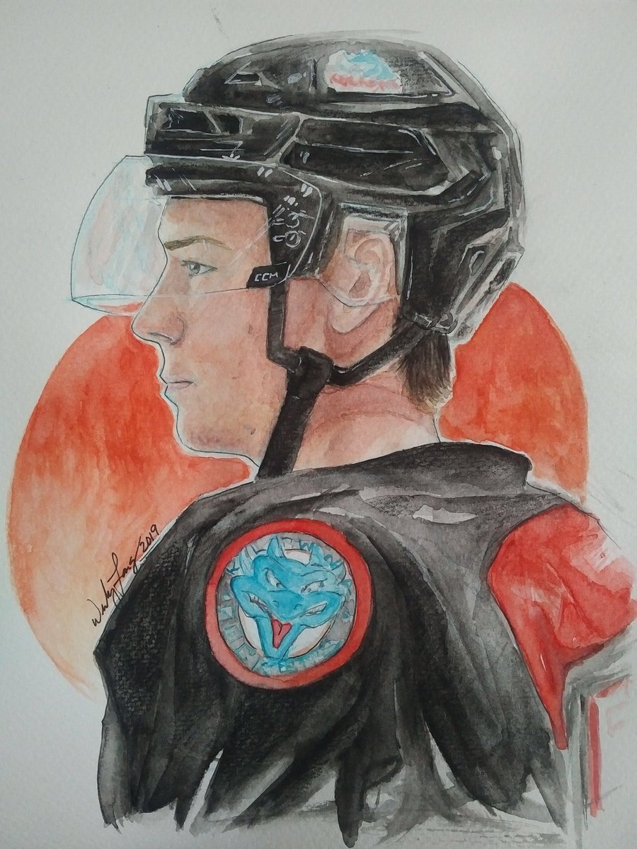 Watercolour portrait of Ethan Ernst (<a href="/ethanernst11/">Ethan Ernst</a>) of the <a href="/Kelowna_Rockets/">X - Kelowna Rockets</a>. 
#WHL #hockeyart #cotmanwatercolor #Okanagan