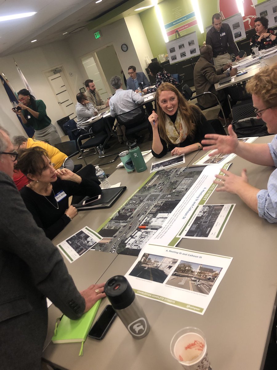 NspiregreenLLC's tweet photo. After a day of lectures, attendees are now practicing by redesigning two streets @VeronicaODavis @ctbrown1911 #CompleteStreets #VisionZero https://t.co/v4IwxivpAZ