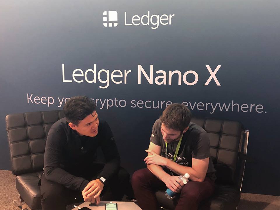 Ledger's tweet photo. Yesterday, @boxmining came to visit us at our @CES booth where we talked about our latest product - the Ledger Nano X.
Come visit us at #CES2019 as well and meet the Nano X!
https://t.co/PPwDmXkDvk
#LedgerCES #LedgerNanoX https://t.co/SkOTSIrqwt