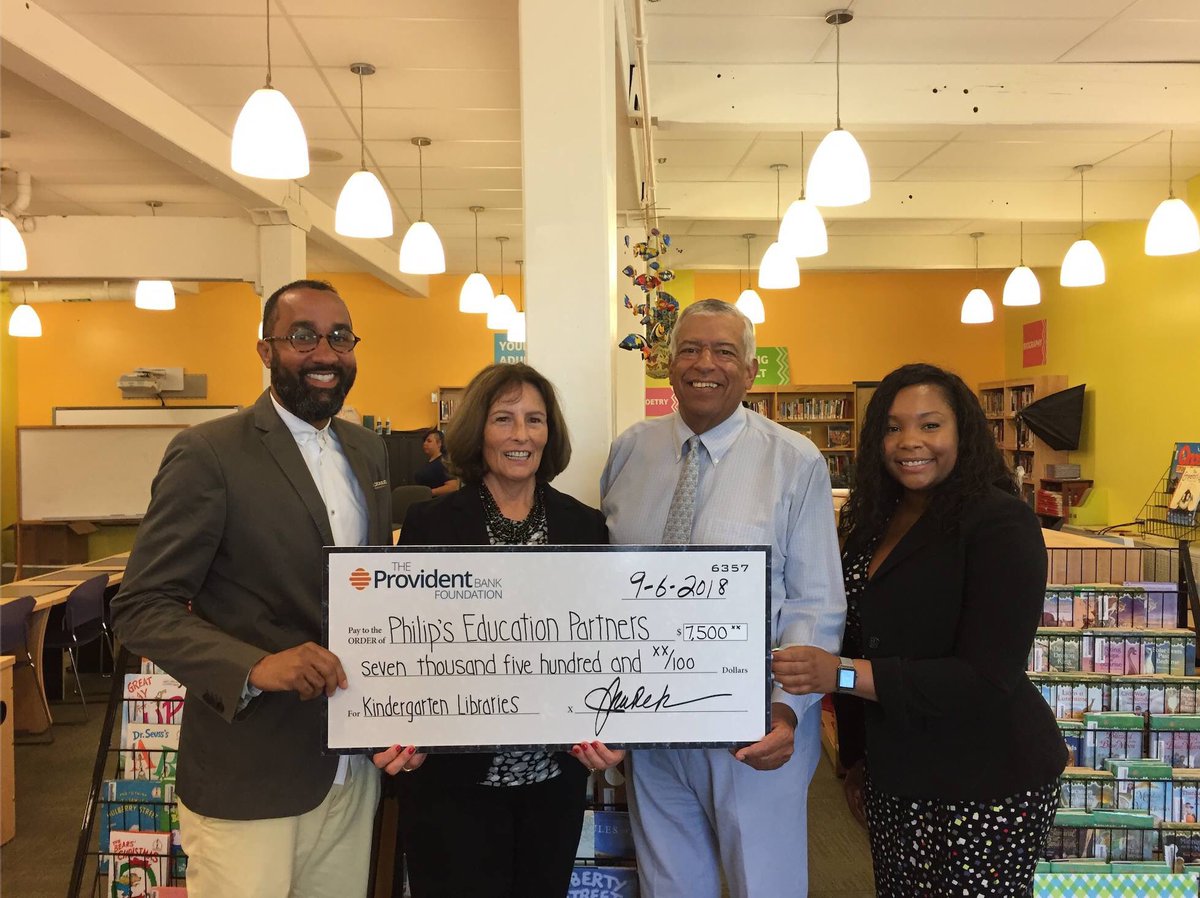 Jane Kurek, Executive Director of The Provident Bank Foundation along with Syreeta Watkins of <a href="/ProvidentBank/">Provident Bank</a> presented The Provident Bank Foundation Major #Grant to Philip's Education Partners to help young men &amp; women build a strong foundation for life. We’re grateful for them!
