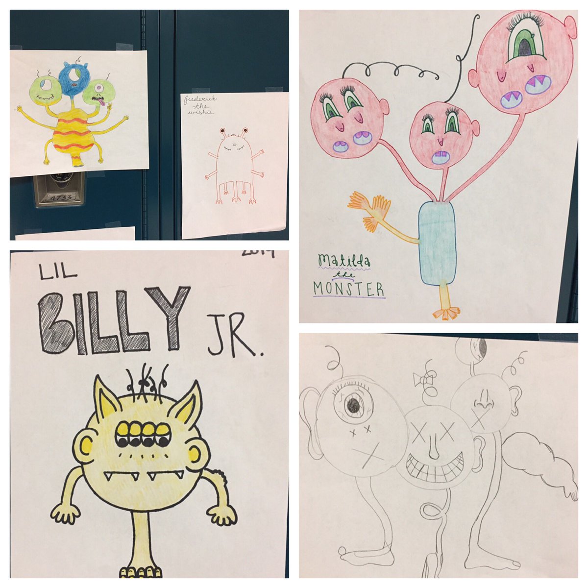 AmberJo717's tweet photo. ASL 3’s monster friends helped us practice signs for body parts and classifiers today! Check out the wall outside our door for more friends. https://t.co/65l1V88w88