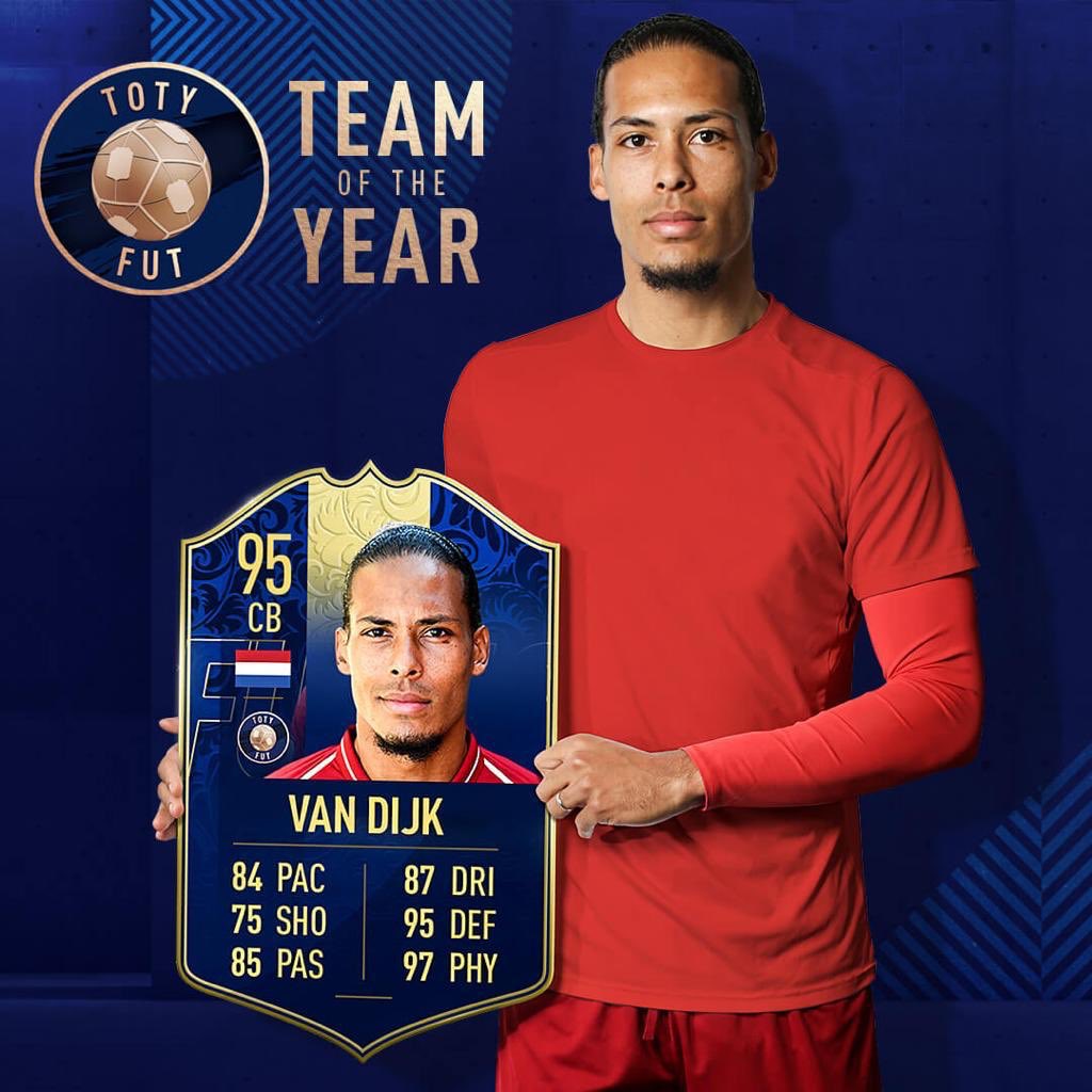 Virgil van Dijk on Twitter: "Thanks to everyone who voted for me! Buzzing  to make the #FIFA19 team of the year 🔥 97 Physicality 👀 😂💪🏾 #TOTY  #FIFA19 #FUT @EASPORTSFIFA https://t.co/RWkjGD0K85" / Twitter