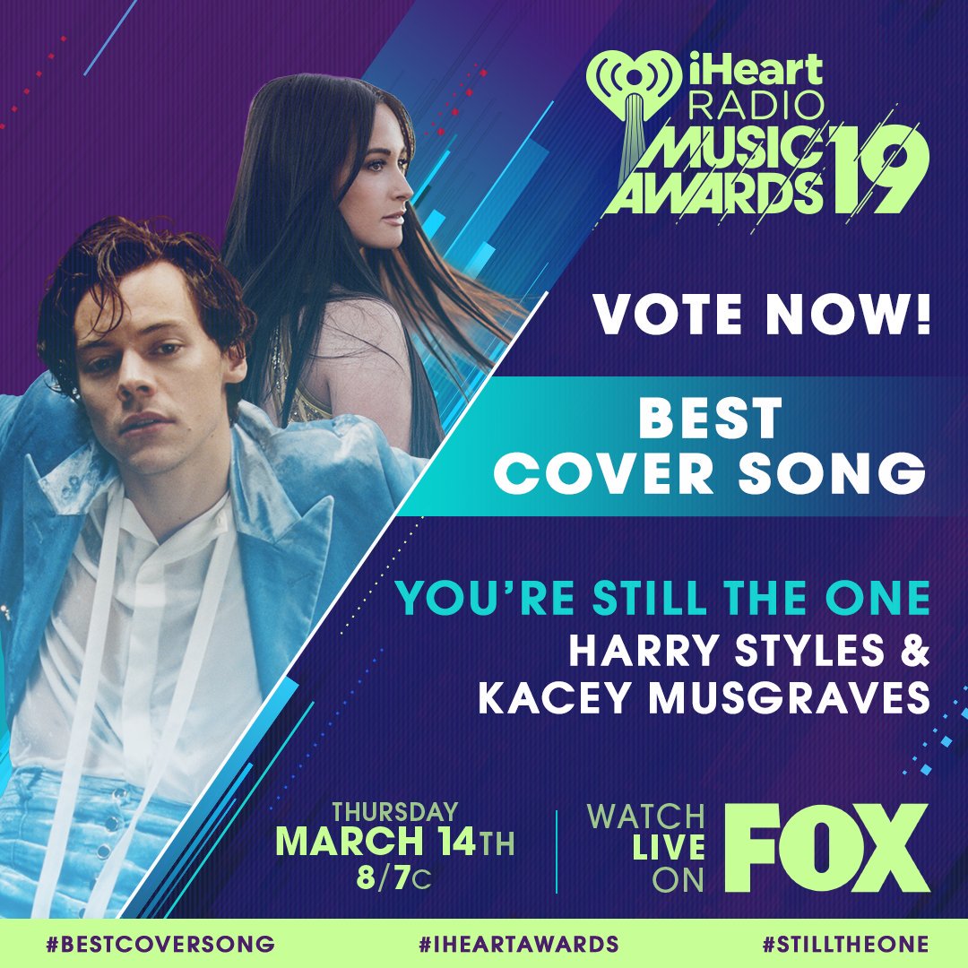 HSHQ's tweet photo. Harry &amp; @KaceyMusgraves’s version of #StillTheOne has been nominated by @iHeartRadio for #BestCoverSong. Vote now at https://t.co/4X0WrhmTjz &amp; watch live on @FoxTV March 14th 7/6C. https://t.co/Yp50paIOA4