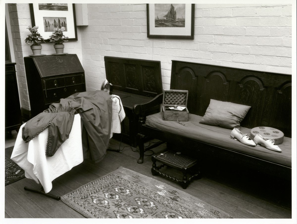GraingerMuseum's tweet image. #tbt at the Grainger Museum.
Here is a photograph from 1995 of how the Museum once looked, showing the ‘London Room’, filled with the dark Edwardian furniture that travelled with Percy and his mother Rose.
Travel is also an important part of our current exhibition #ObjectsOfFame
