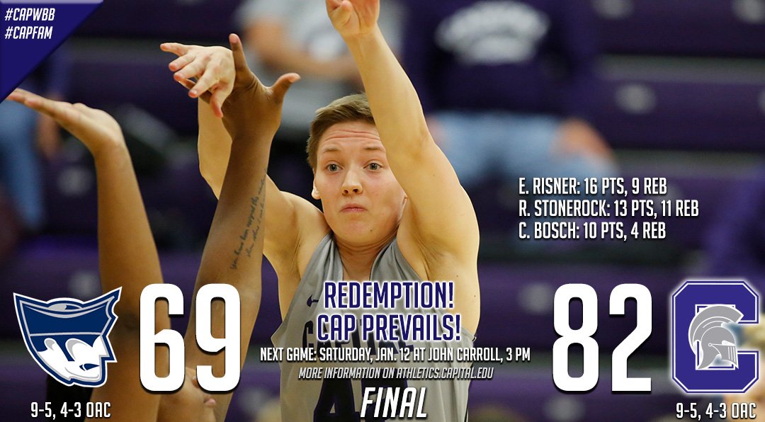 cap_athletics's tweet photo. W🏀:  Runaway train and its never coming back! Crusaders break away from the Pios and get the big win! 

🤠 69
⚔️ 82
FINAL
#capwbb #oac #d3hoops https://t.co/Co6OQFqdmu