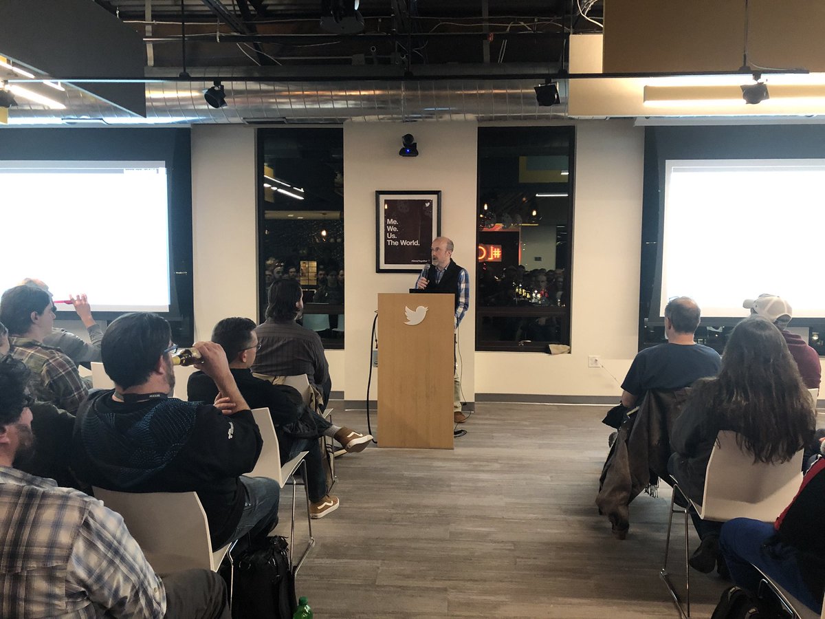 BoulderPython's tweet image. Here we go, @brandon_rhodes talks us through Design Patterns in Python. It's a packed house at @TwitterBoulder!