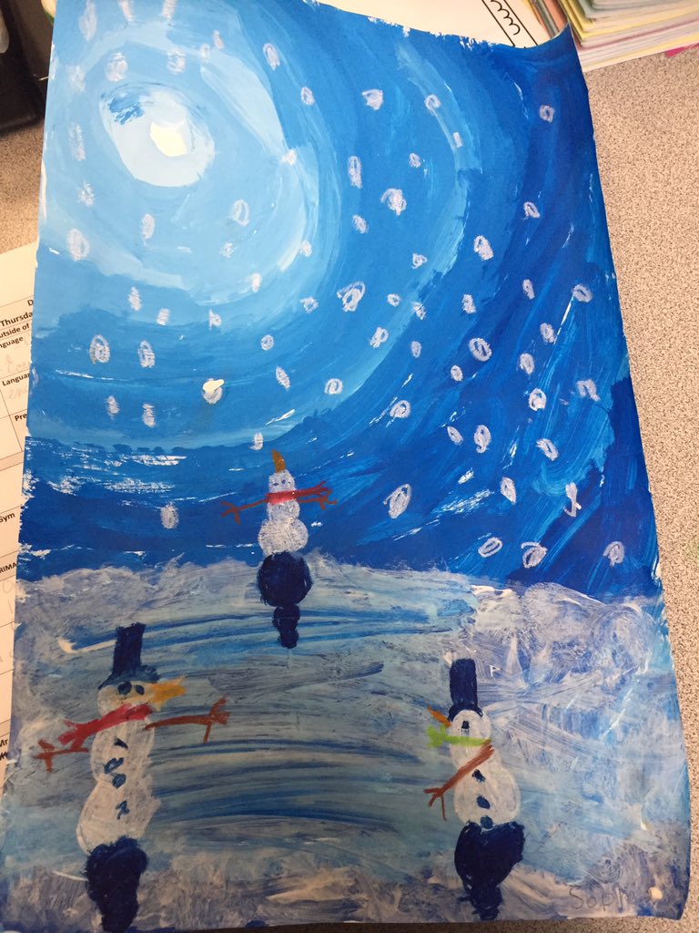 DebbieMilliard's tweet photo. We did some “peinture des bonhommes de neiges” by adding shadows @MeadowcrestPS #grade1fun https://t.co/W8c7M5Y6tV