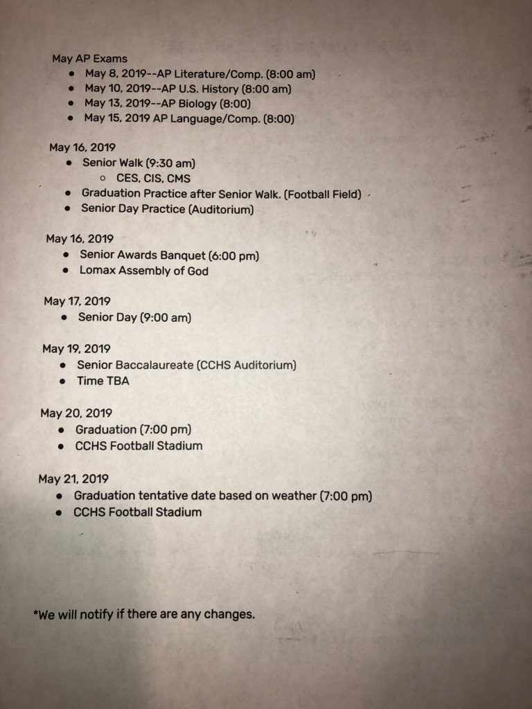 Important Spring dates!!!