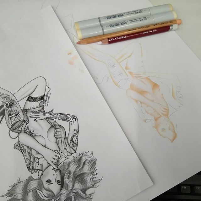 AlexP_Design's tweet image. Some progress... #garagegirls 2.1 
#tattoogirl #pinup #cargirl #rockergirl #chevrolet #camaro #twinturbo #protouring #firstgen #fbody #art #sketch #drawingcars #prismacolor #copic #alexpetrovdesign #customdrawing #carbon #widebody #tracktool #autocross #racecar