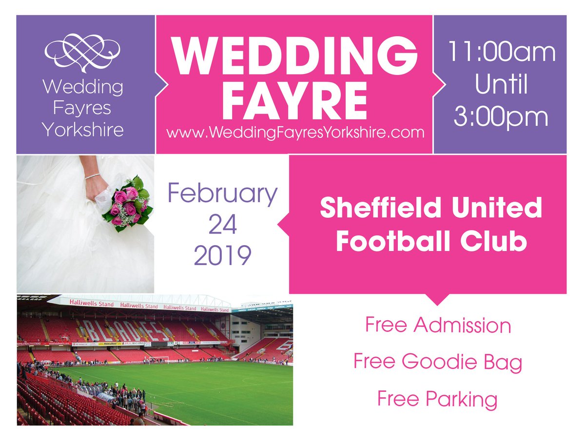 Wedding Fayres Yorks (@jsweddingfayres) on Twitter photo Wedding fayre alert <a href="/SUFC_tweets/">Sheffield United</a> 24th Feb #sheffield Free Entry #weddinghour ow.ly/tv0F30ndFTg Wedding fayre alert <a href="/SUFC_tweets/">Sheffield United</a> 24th Feb #sheffield Free Entry #weddinghour ow.ly/tv0F30ndFTg