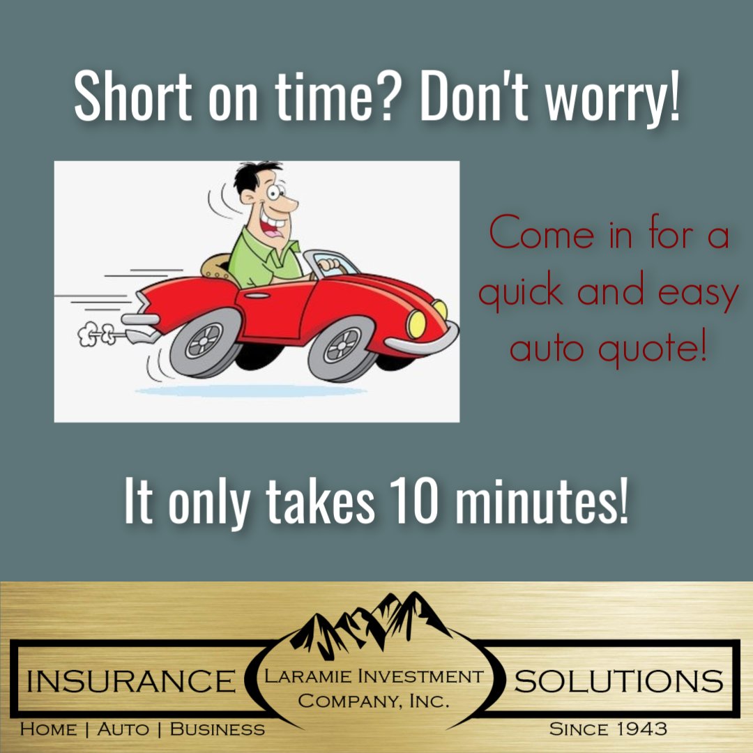 InsuranceWYO's tweet image. Need a quote fast? We've got you covered! #fastquotes #autoinsurance #easyinsurance #LaramieInvestmentCo