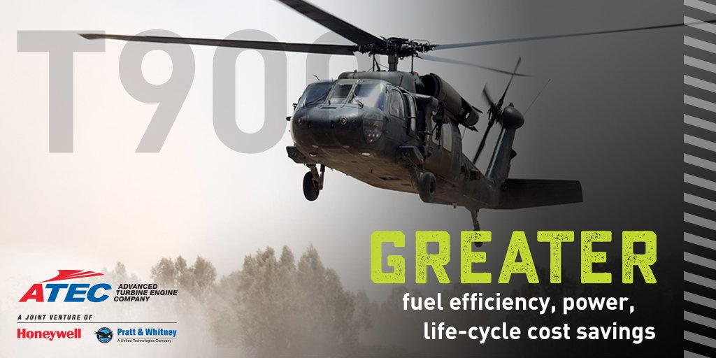 ATECengine's tweet image. The #T900 engine provides greater fuel efficiency, power and cost savings than single-spool offerings for #BlackHawk and #Apache helicopters. #ATECadvantage #ITEP
