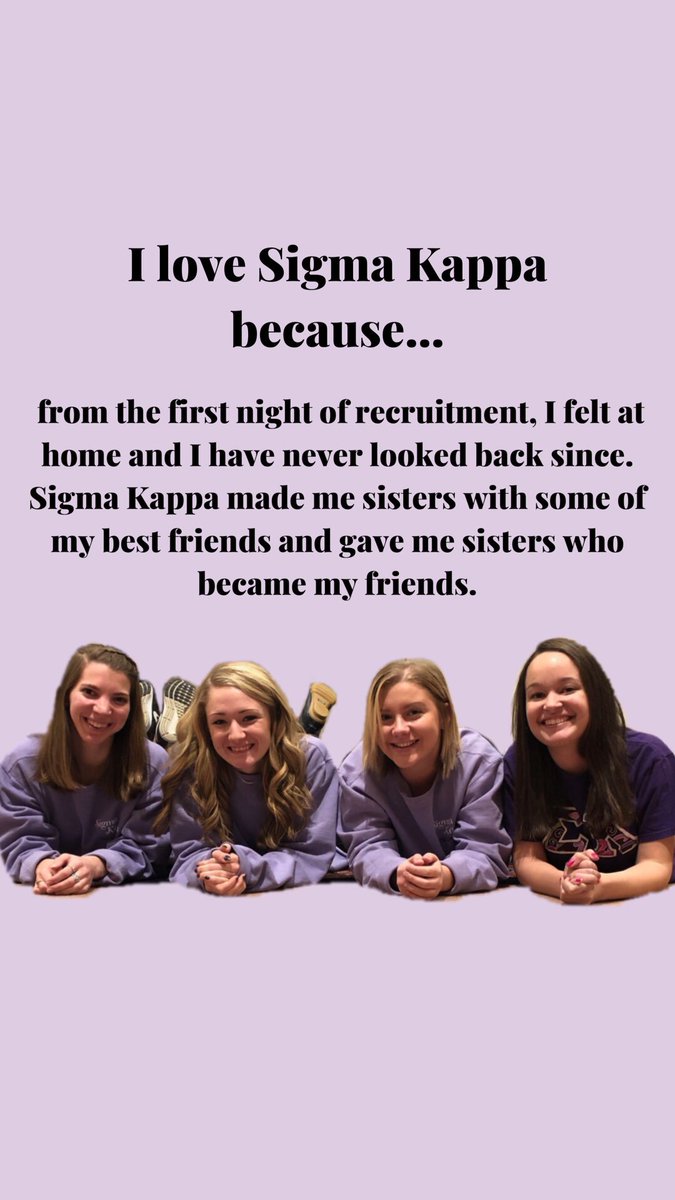 WCSigmaKappa's tweet photo. We are 1 week away from the start of formal recruitment! Here are some words from our sisters about their love for Sigma Kappa💜🕊 (more to come over the next few days) https://t.co/awKUyt4ISV