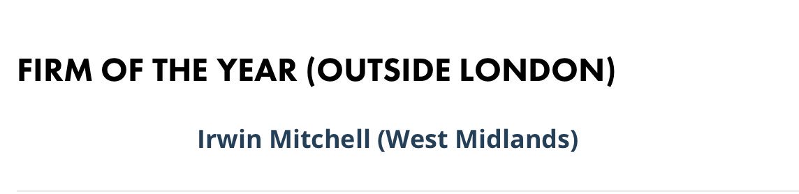 jatinderpaul_IM's tweet photo. Delighted as @irwinmitchell Birmingham PI win @legal500 Firm of the Year (Outside London) for second year running - wonderful accolade for a great bunch of talented lawyers who love what they do! #secondyearrunning #experthand #humantouch https://t.co/SQ4sx5VJPn