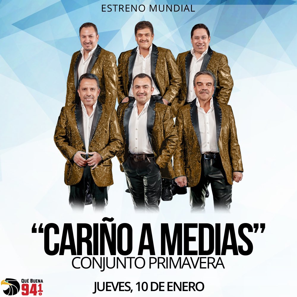 Mañana tenemos el primer #EstrenoMundial de este año y es una rolota de @conjuntoprimavera #CariñoAMedias que puedes escuchar en primicia a las 7am en <a href="/buenomalafeo/">El Bueno, La Mala y El Feo</a> y en todo el dia en cualquier estacion de <a href="/uforiamusic/">DJUFORIA</a> y obvio aqui en Dallas en <a href="/quebuena941/">Qué Buena 94.1 FM</a> 🙌🏼 #UforiaPremier