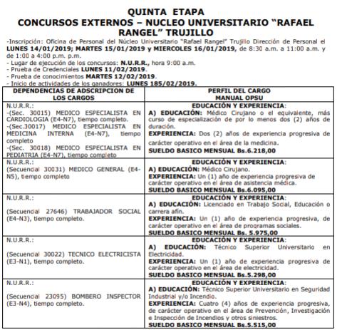 #ULANurr #Trujillo convoca a Concursos Externos; las inscripciones son el #14EnE, #15Ene y #16Ene en la #VillaUniversitaria