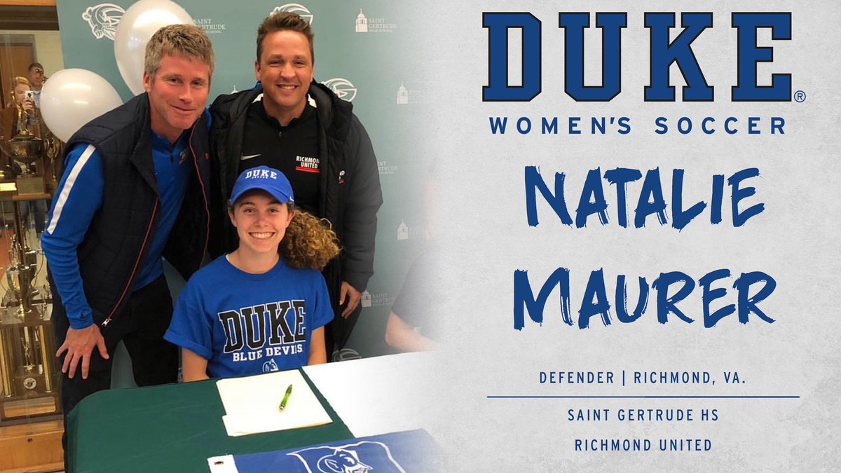 DukeWSOC's tweet image. The sixth @TopDrawerSoccer Top 150 member to join the DWS fam 💪

✍️ @nataliemaurer12 
📍 Richmond, Va. 
⚽️ Saint Gertrude HS/Richmond United

#GoDuke 🔵😈⚽️