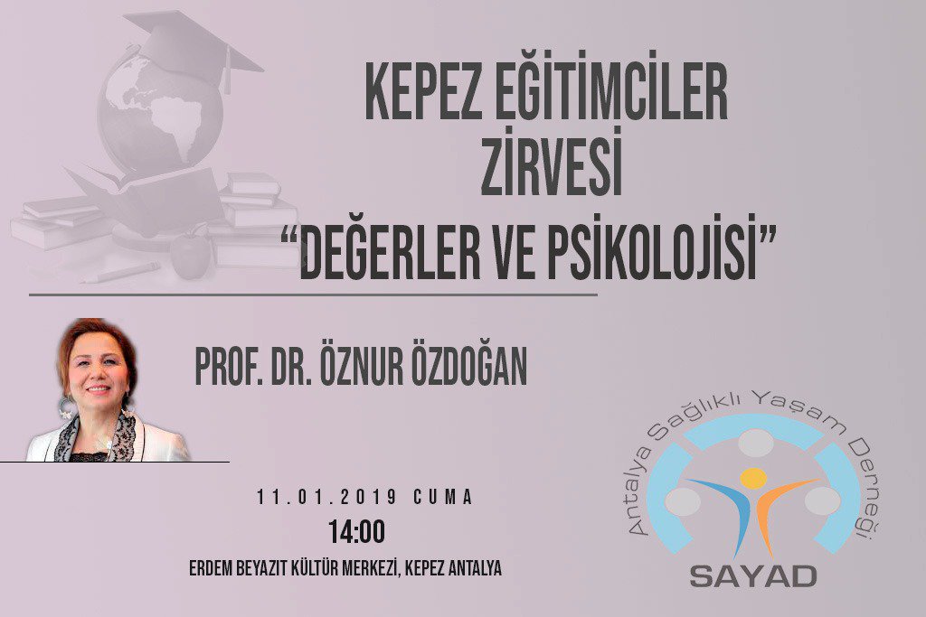 AntalyaSayad's tweet photo. #sağlıcaklakal projemizin açılışında "Maneviyat, Başarı ve Mutluluk" başlıklı bir konuşma yapacak olan Prof.Dr.Öznur Özdoğan, Cuma günü öğretmenlerimize Değerler ve Psikolojisi başlıklı bir seminer verecek https://t.co/BE7PBqxbYk