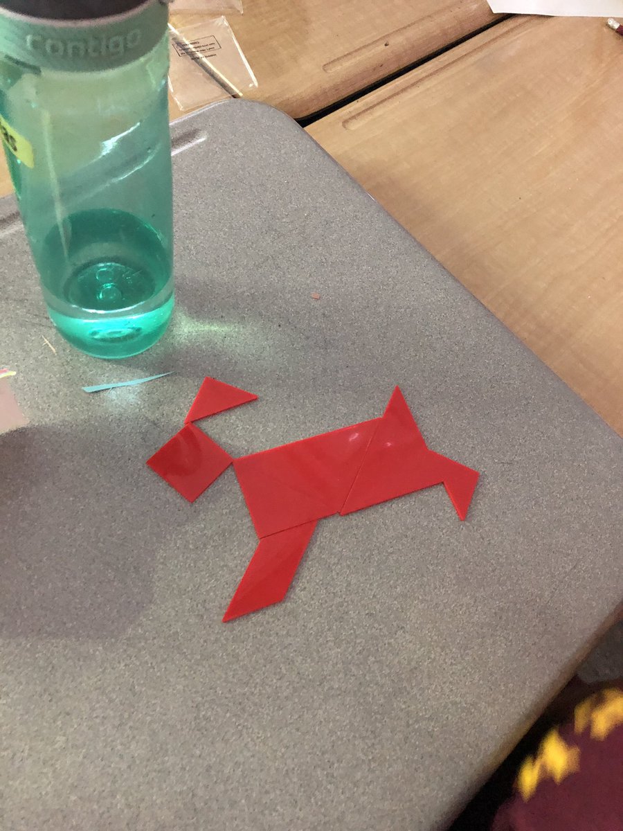 MrsPeterka's tweet image. Solving tangram puzzles in Grandfather Tang’s Story by Anne Tompert #2dgeometry #spatialsense