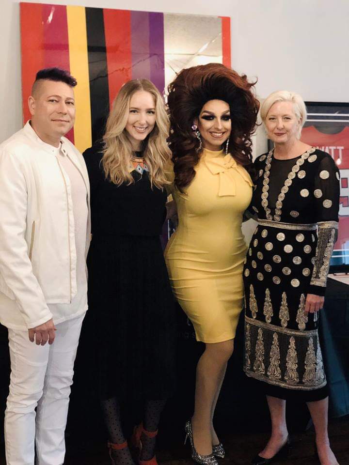 Terry97600717's tweet image. Me is the yellow with the hubby and good friend at #redproduction raising money for Aids foundation Houston Houston fashion week  hubby with @tartecosmetics face looks good me full  @JeffreeStar eye makeup