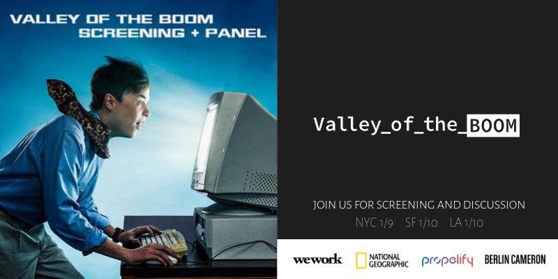 @WeWork watching  @NatGeo screening 'Valley of the Boom' about the history and future of the internet featuring @NEA's @BNarasin  @propelify #Internet #netscape #ValleyoftheBoom #nyc