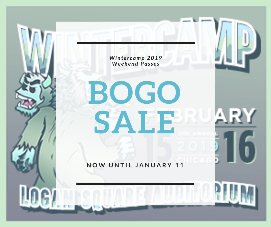 WinterCampChi's tweet photo. PSA: We're STILL running our #BOGO deal! Don't miss the chance to check out #Exmag, @LWKYmusic, @posvi8es, @sirthebaptist and MANY more at 2 weekend passes for the cost of 1!

But don't wait...you only have until January 11th...which is basically tomorrow. https://t.co/gGydf9Cq1r https://t.co/c7vkPkxEBF