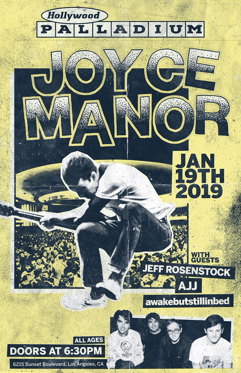 amoebamusic's tweet image. Want to see @JoyceManor perform in Los Angeles with guests @jeffrosenstock, @AJJtheBand &amp;amp; @absibca Saturday, January 19th at @thepalladium? RT and follow us to win tickets. 2 winners announced at 5:30pm.