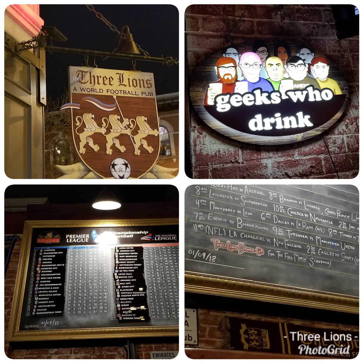 Tonight at 8pm!!! Geeks Who Drink Trivia! 20oz Upslope Lagers &amp; 20 Upslope Citra Pales on Special!!! Chances to win prizes &amp; free beer! 

This weekends football schedule:
ow.ly/mGkU30nfPYf

 #ThreeLionsDenver #ThreeLionsPub