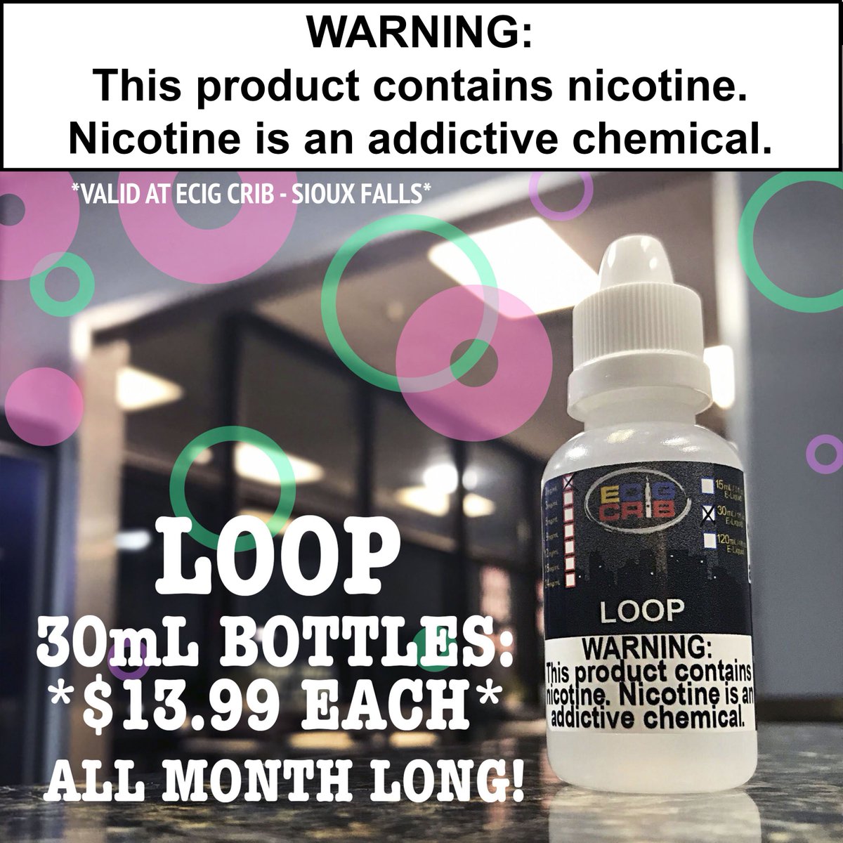 ecigcribSF's tweet photo. Loop is our Flavor of the Month for January! Grab a 30mL for just $13.99! #eliquid #vape #vapeshop #ecig #ecigcrib #siouxfalls #southdakota https://t.co/gaUHFuzXTl