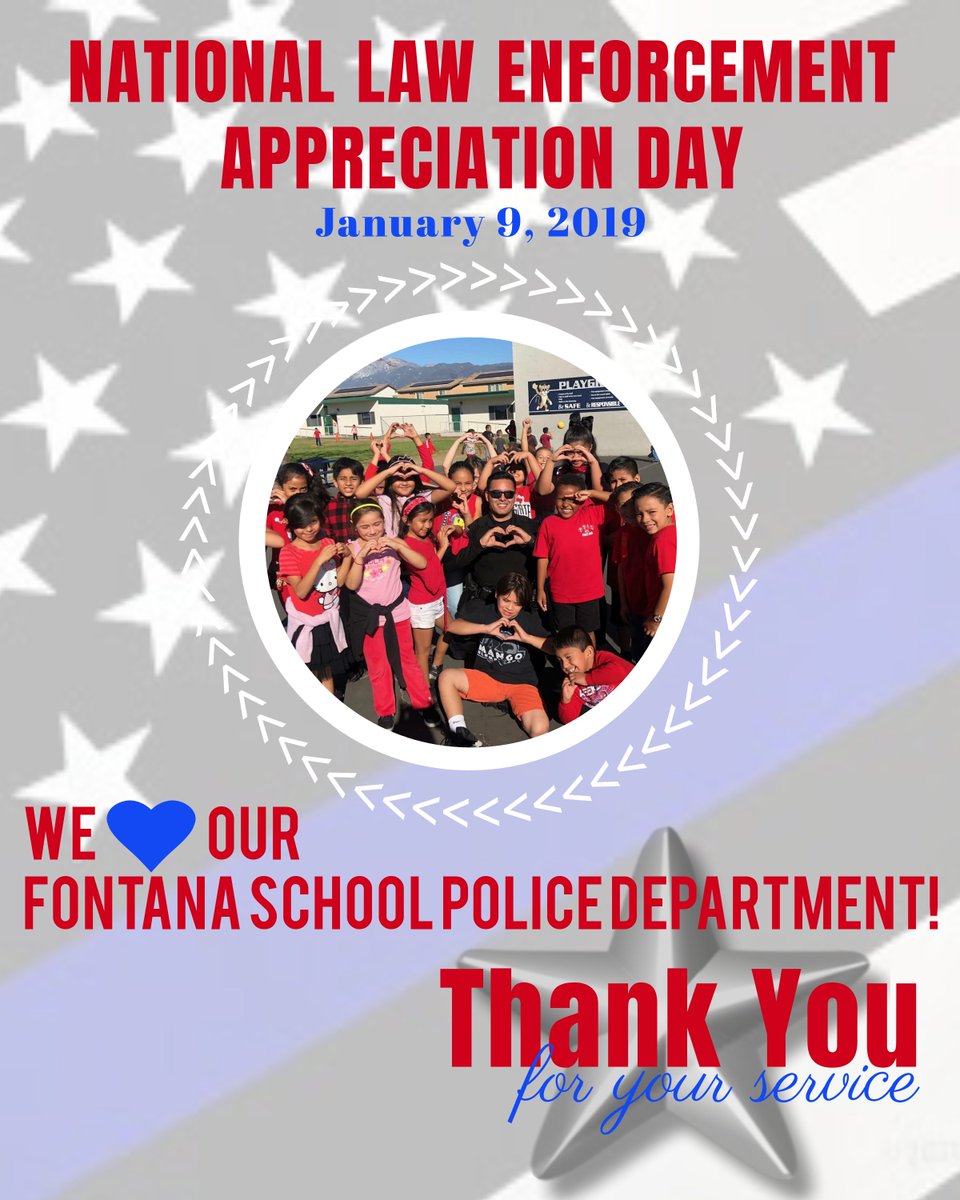 Thank you to all the amazing men, women, and Max our K-9 officer, from the Fontana Unified School Police Department who support our students, staff, schools, parents, and community.  Thank you for everything you do!  We truly appreciate you!!